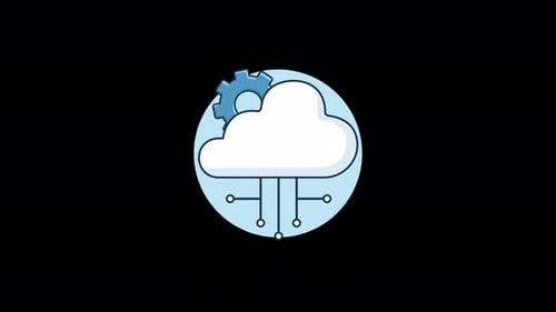 Cloud Computing Gear Technology Flat Design Icon Animation