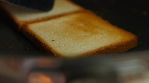 Cooking Delicious Toast in the Kitchen Close Up