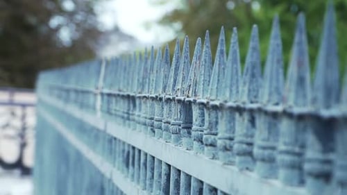 Spiked Fence In The Historic Places In Paris, France. Selective Focus Shot