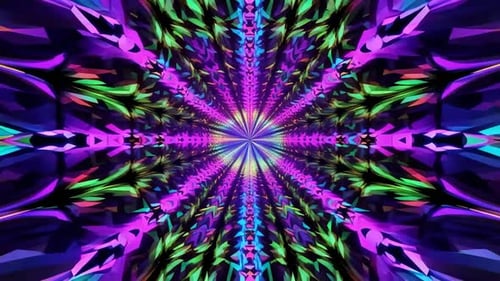 Boucle de tunnel en kaléidoscope géométrique 3D abstraite avec vibration
