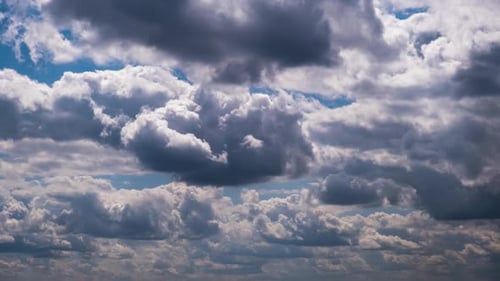 Timelapse of Cumulus Clouds Moving in the Blue Sky