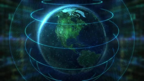 Futuristic Rotating Earth with Digital Data Connection Network