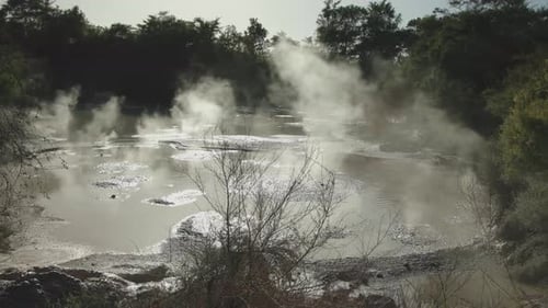 geological activity mud pool bubbling away