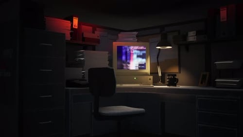 Hacking A Computer System In A Dark Office