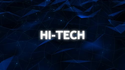 Futuristic Abstract Network with Glowing Hi-Tech Text