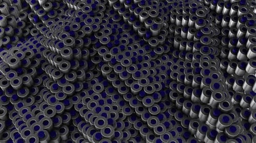 3D Silver and Blue Cylinders Waves Abstract Motion Graphics
