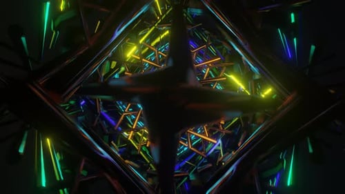 Abstract Colorful Strobe Futuristic Metal Grid Shape VJ Seamless Loop Background