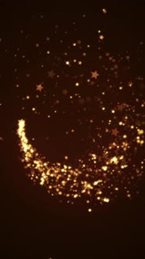 Golden glitter trail with glowing stars