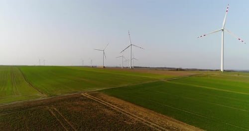 Renewable Energy Large Windmills With Blades Ecology Wind Turbines Aerial View