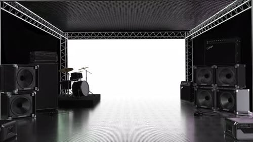 3D Virtual Music Stage with White Screen Background