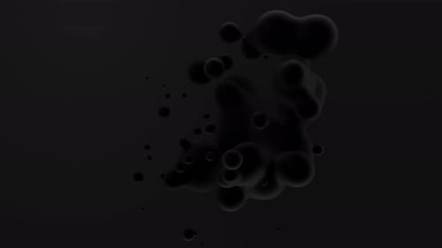 Fluid Abstract Black Spheres Floating and Blending Metaballs Looping Motion 3d Render