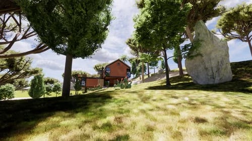 Modern House Hillside Forest Landscape