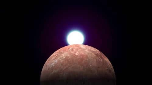 Bright Star Rising Over Distant Planet Horizon Animation