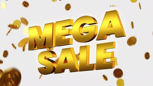 3D Golden Coins Falling Animation Reveals Mega Sale Title
