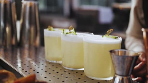 Bartender Preparing Cocktails in an Urban Bar