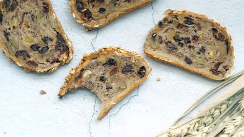 Brow Bread with Raisins on Table