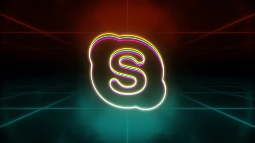 Glowing Neon Logo Reveal Intro with Cyber Grid