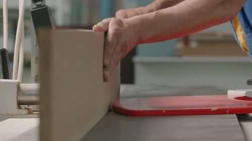 Industrial background with details of the workshop of the woodworking factory