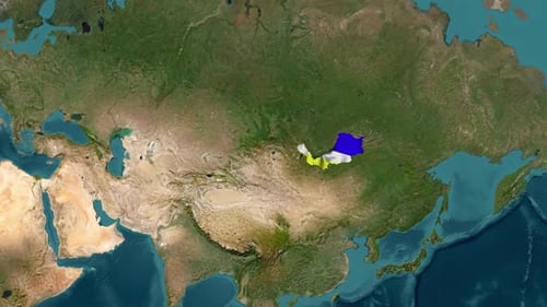 Republic Of Buryatia Map With Waving Flag