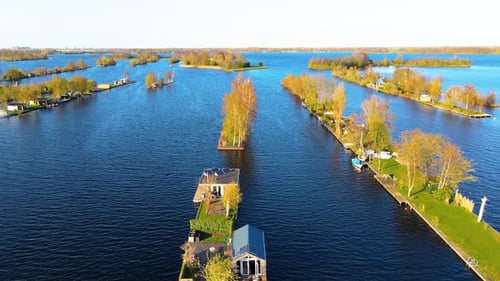 Large Body of Water with Numerous Small Islands Vinkeveense Plassen Netherlands