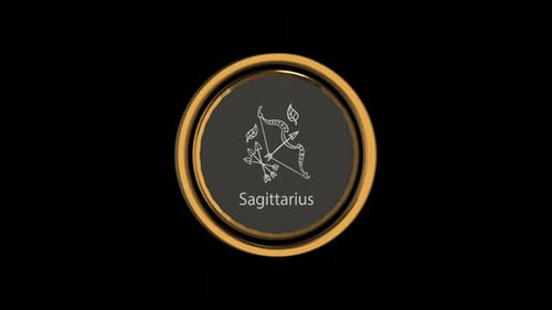 Rotating Golden Sagittarius Zodiac Sign Emblem