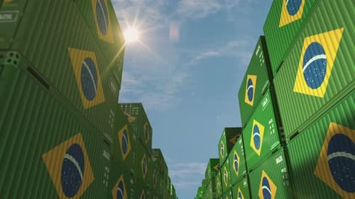 Brazil export cargo containers in row endless