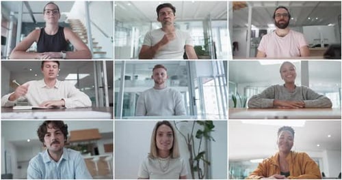 Diverse Adults Collaborate in Virtual Video Meeting