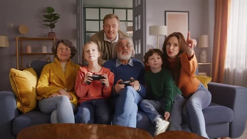 Multi-Generational Family Relaxing Together at Home