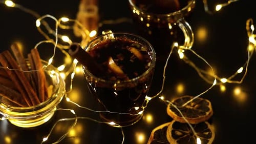 Steaming Mulled Wine With Spices For Christmas