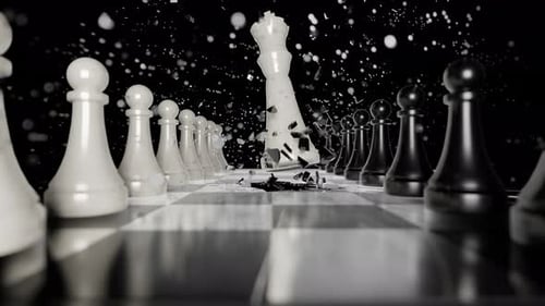 Dynamic White Chess King Emerges with Explosion