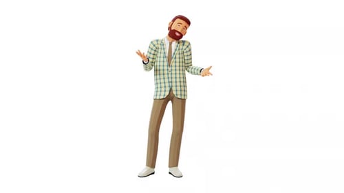Casual Man Shrugs in Green Checkered Shirt – Whatever Gesture Animation Loop