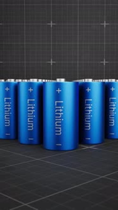 Seamless Loop of Blue Lithium Batteries
