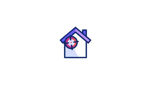 Minimalist House Icon with Animated Target