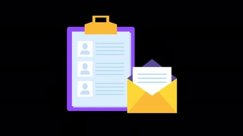 Flat Design Animated Clipboard and Mail Message