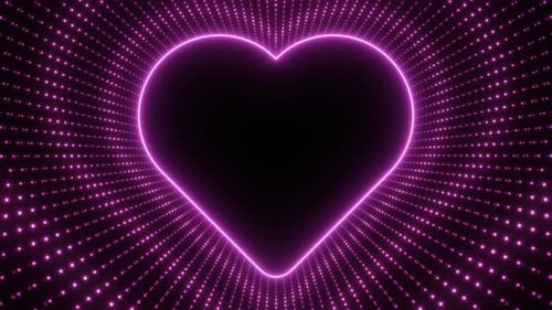 Pink Neon Heart Frame with Raditing Dots Loop Animation