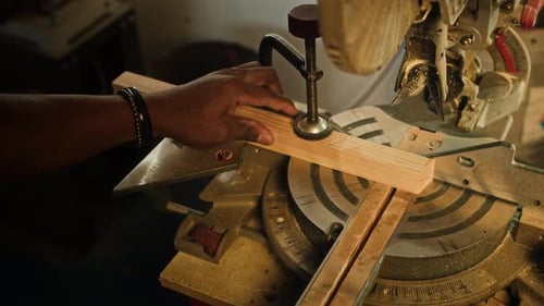 Worker Working With Wood In Factory