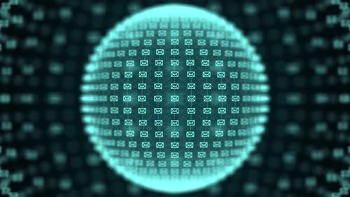 Email Message Sphere Animation – Futuristic Blue Digital Communication Network Background Loop