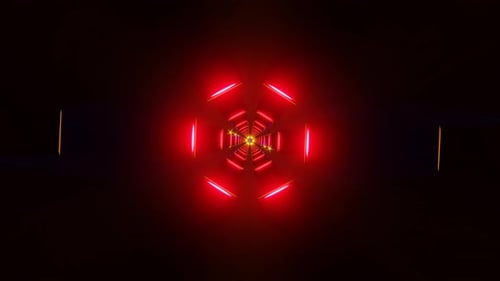 Pulsating Neon Waves With Rotating Geometric Animations