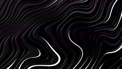 Abstract Black Liquid Waves and Flowing White Lines Background Loop