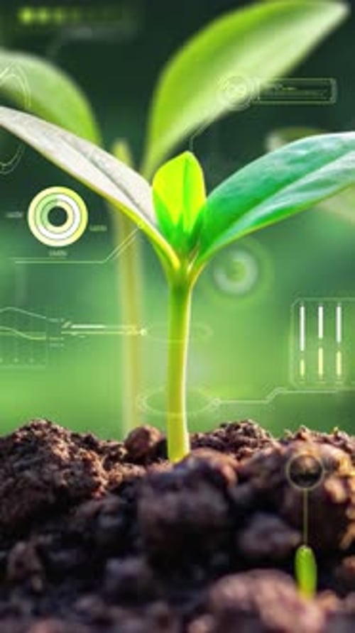 Smart Agriculture Plant Growth Data HUD Vertical