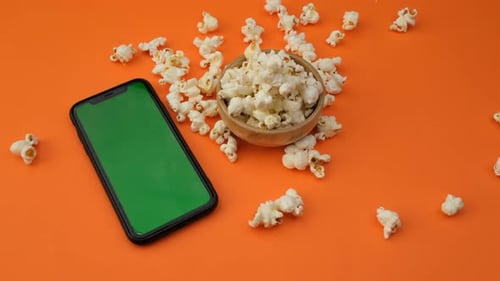 Green Screen Mobile Phone with Popcorn