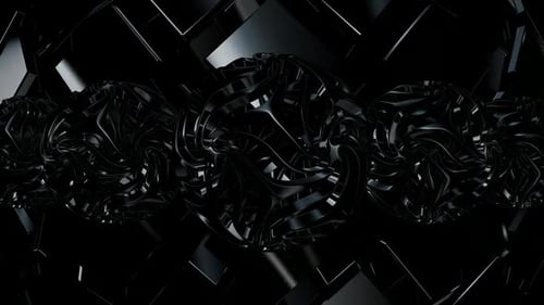 Abstract Dark Spheres and Geometric Shapes Loop Background
