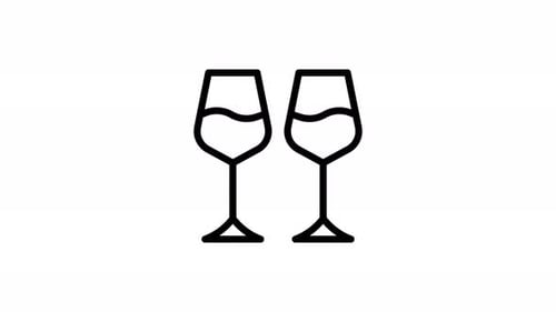 wine glass line icon animation