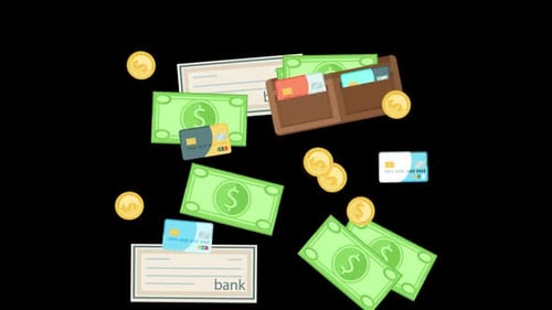 Money,Cards And Coins Alpha Channel