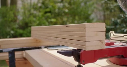 Close up of stacked wood planks