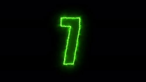 green smoke 3d animation, neon countdown from ten to zero vd40