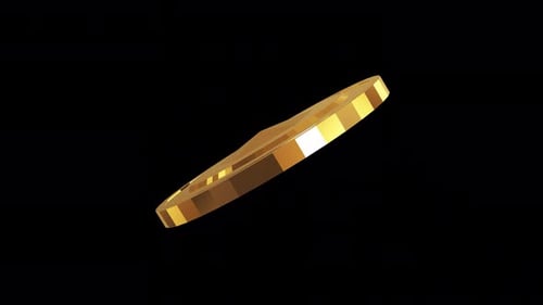 Abstract 3D animation gold coin rotating loop
