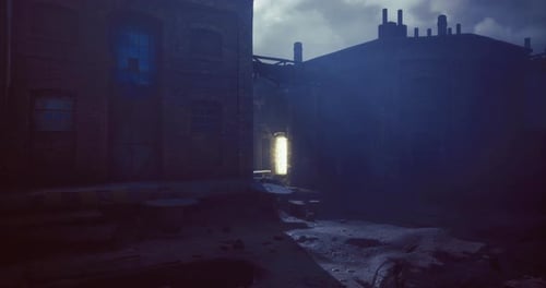 Mysterious Sci-Fi Portal Opening in Dark Industrial Alley