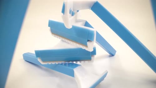 Shaving razor close up isolated 4K