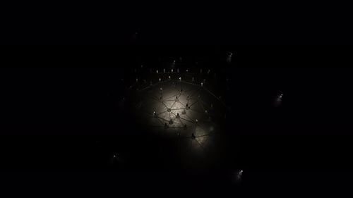 Global Human Network and Social Connection Concept in Dark Digital Space